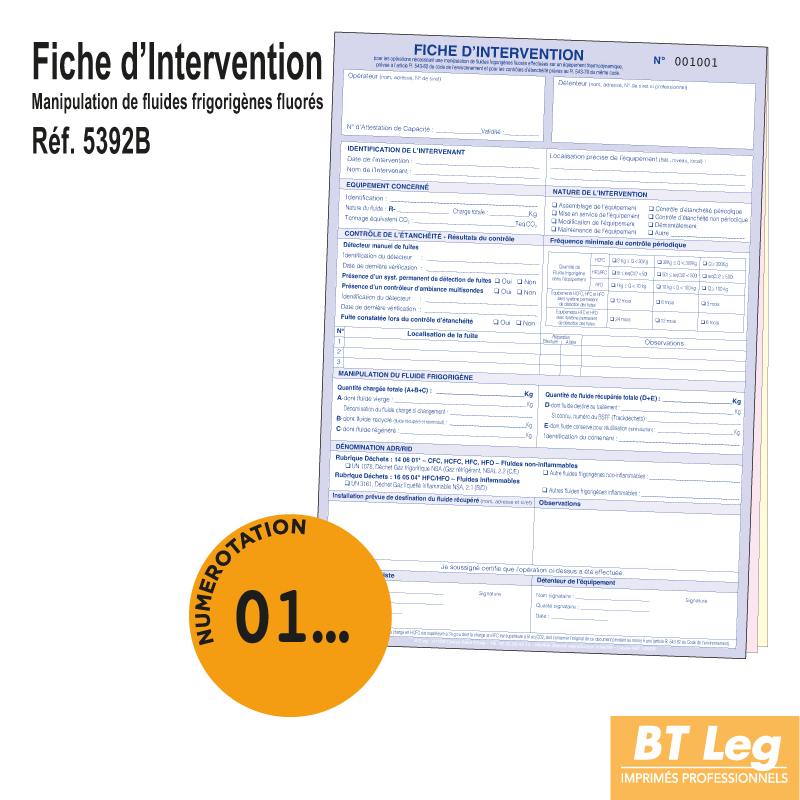 Fiche d'Intervention Fluides Frigorigènes - Cerfa 15497*04