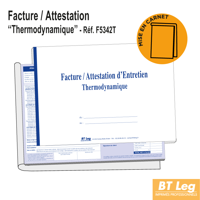 Facture / Attestation d'Entretien Système Thermodynamique